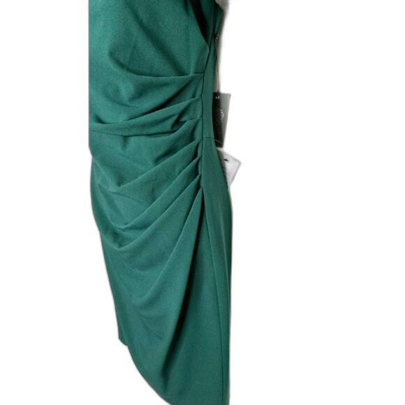 VINCE CAMUTO GREEN OFF THE SHOULDER BODY CON RUCHED DRESS SIZE 6 NWT $148 - Picture 8 of 16